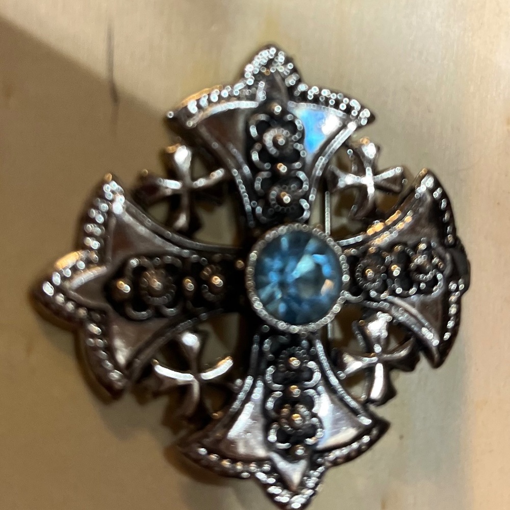 Vintage Blue and silver brooch